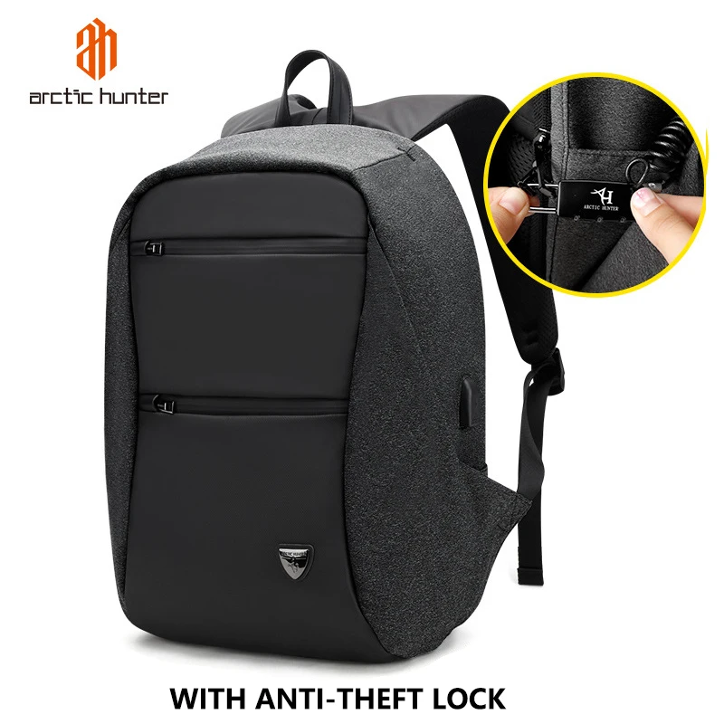 Black Backpack Деловой мужской рюкзак для ноутбука с зарядкой от usb 15,6 дюймов, модный мужской черный рюкзак с защитой от кражи, вместительные дорожные сумки - Цвет: Black Backpack