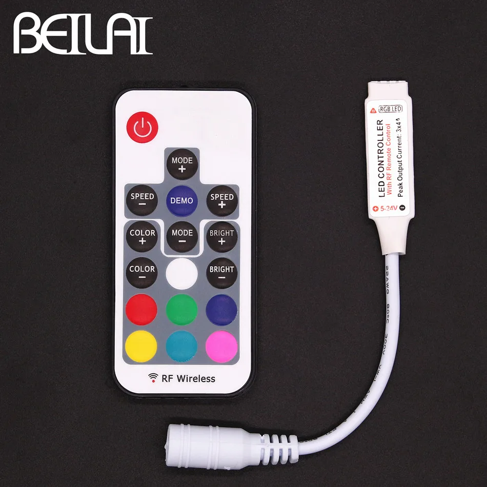 BEILAI DC 5 V 24 светодиодный RGB Управление мини 17Key RF Беспроводной дистанционного с 4Pin