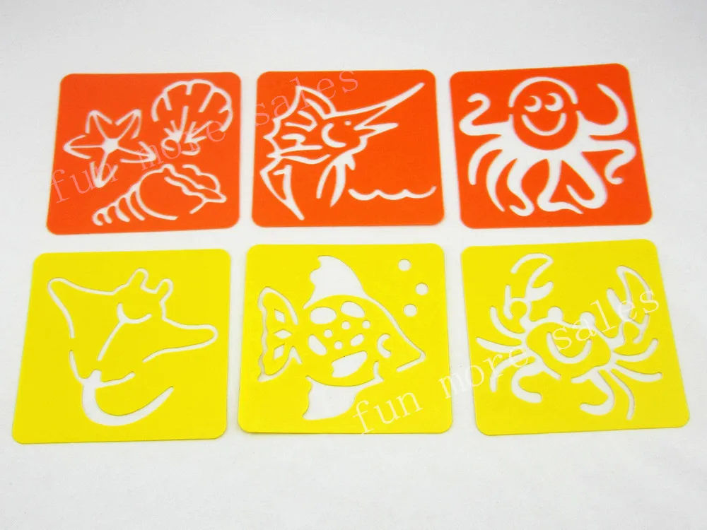 Трафареты для рисования детей пластиковые шаблоны 12 дизайнов 128x128 мм|stencils for