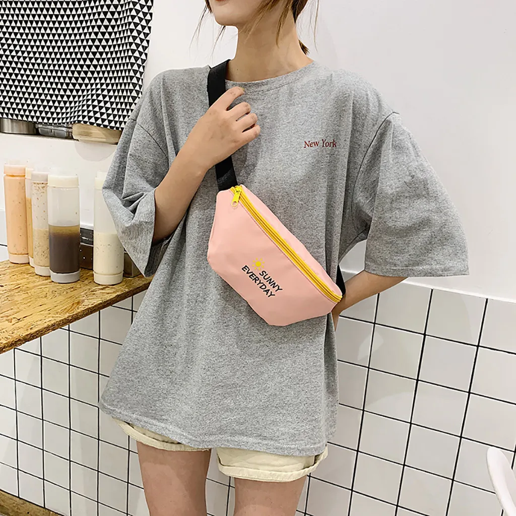 Женская нагрудная сумка Aelicy Холщовая Сумка через плечо с буквенным принтом