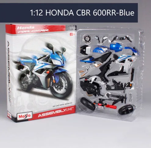 Синий Maisto 1:12 Honda CBR 600RR Сборка DIY мотоцикл велосипед модель для детей Игрушки Подарки - Цвет: Синий