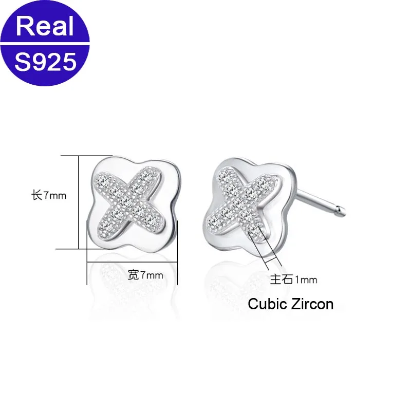 Женские серьги гвоздики из настоящего серебра 925 пробы BSL ювелирные украшения в