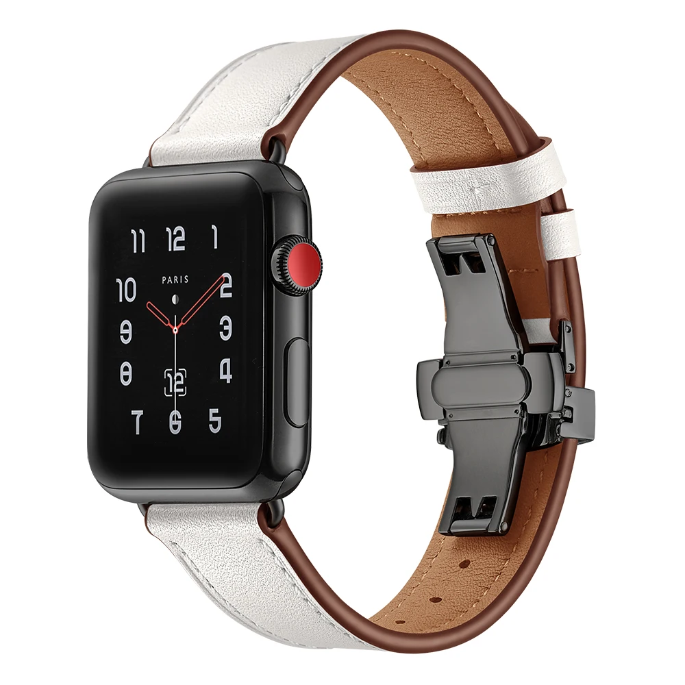 Высокое Качество Кожаные Ремешки для наручных часов Apple watch полосы серии 4/3/2/1 Нержавеющая сталь пряжкой 42 мм 44 мм, 38 мм, 40 мм спортивный браслет ремешок
