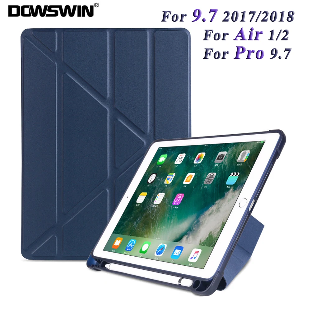 Кожаный чехол для ipad 9,7, умный чехол для ipad Air 2 1 5 6 Pro 9,7, силиконовый чехол для ipad 6 поколения с держателем для карандашей