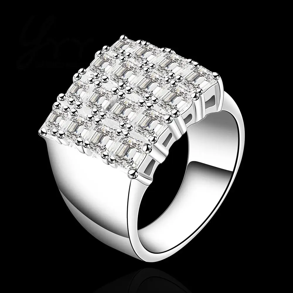 Free Shipping 2015 New Fashion Trendy R479 8 Silver Plated Design Geometric Party Finger Ring For Lady|ring sizer|ring with black stonering