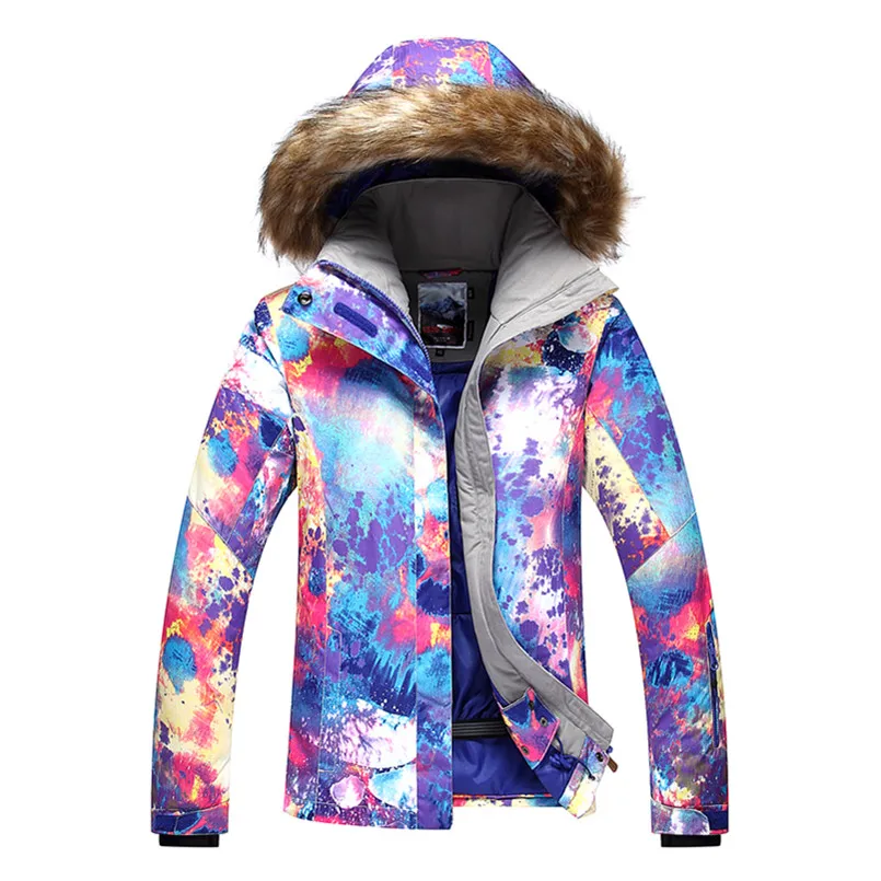 color 1 Женская водонепроницаемая зимняя теплая горнолыжная куртка GSOU SNOW,лыжи пальто женское,горнолыжный костюм женский,зимняя сноубордическая куртка, куртка зимняя женская,сноуборд куртка женская - Цвет: color 1
