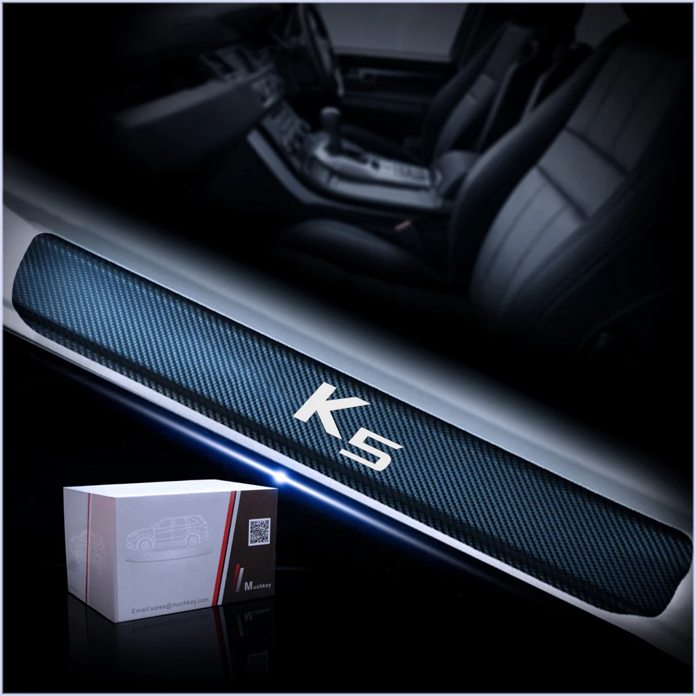 

For KIA K5 Carbon Fiber Vinyl Car Stickers Of Door Sill Scuff Plate Door Threshold Plate Car Sticker Car Accessories 4Pcs