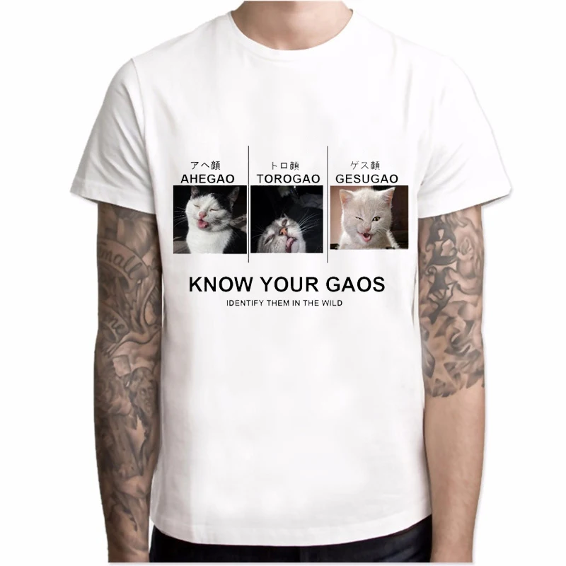 Ahegao/футболка с принтом для мужчин Harajuku Face красные мужские футболки забавные