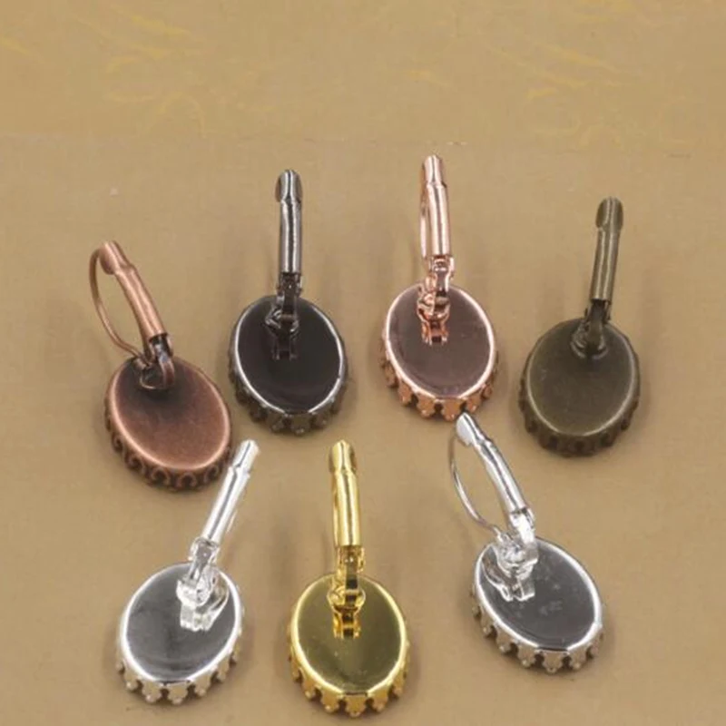 

50pcs/lot 7Colors Brass Antique bronze Blank Tray 13x18mm Crown Earrings Base Settings Earring Jackets Jewelry Findings