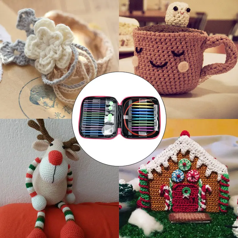 Looen Алюминий DIY круговые иглы для вязания крючком комплект Вязание иглы чехол Швейные аксессуары изменения круговые иглы