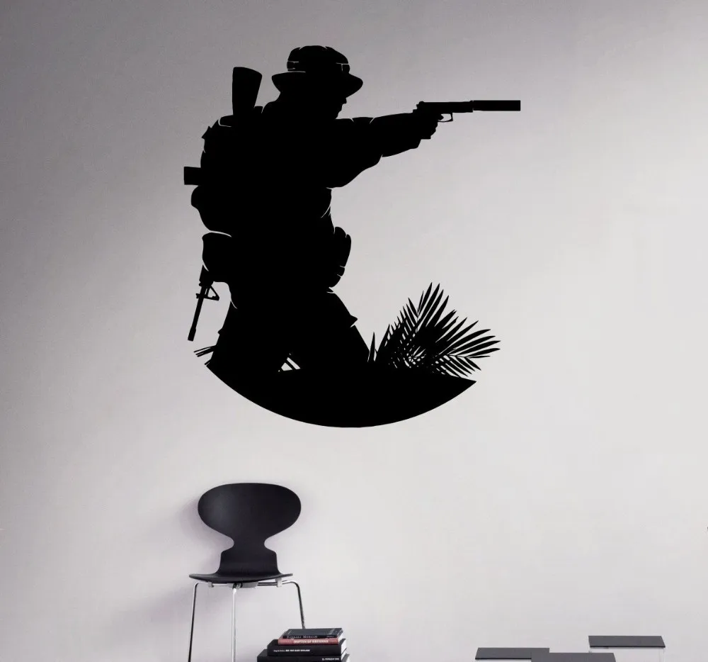 Новое поступление военный солдат виниловая наклейка Морская Лодка настенная