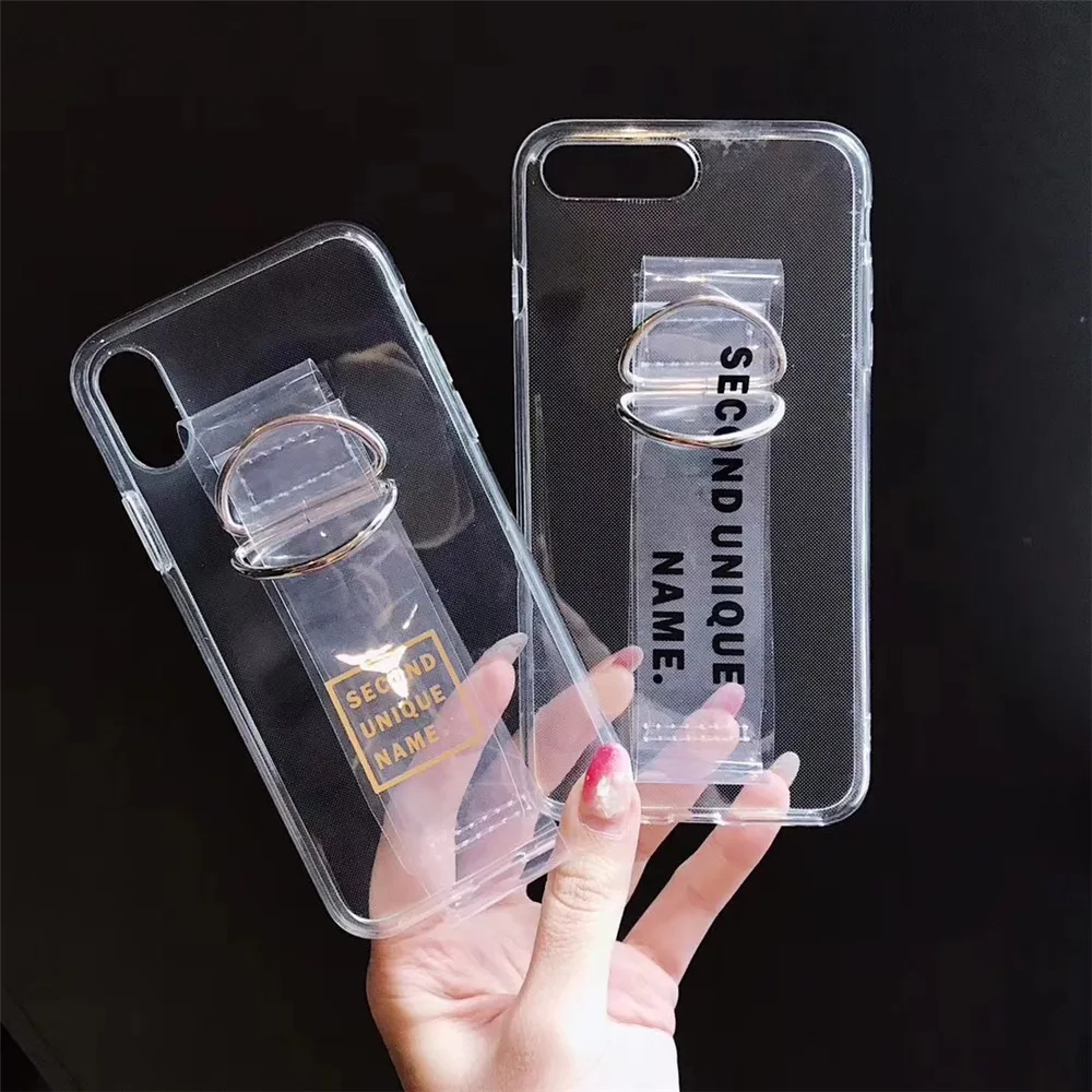 Korea ins Hot Letters Logo Luxury Wristband Clear Phone Case For iPhone 6 6s 7 8 Plus X XR XS MAX Super Transparent Couple Cover |