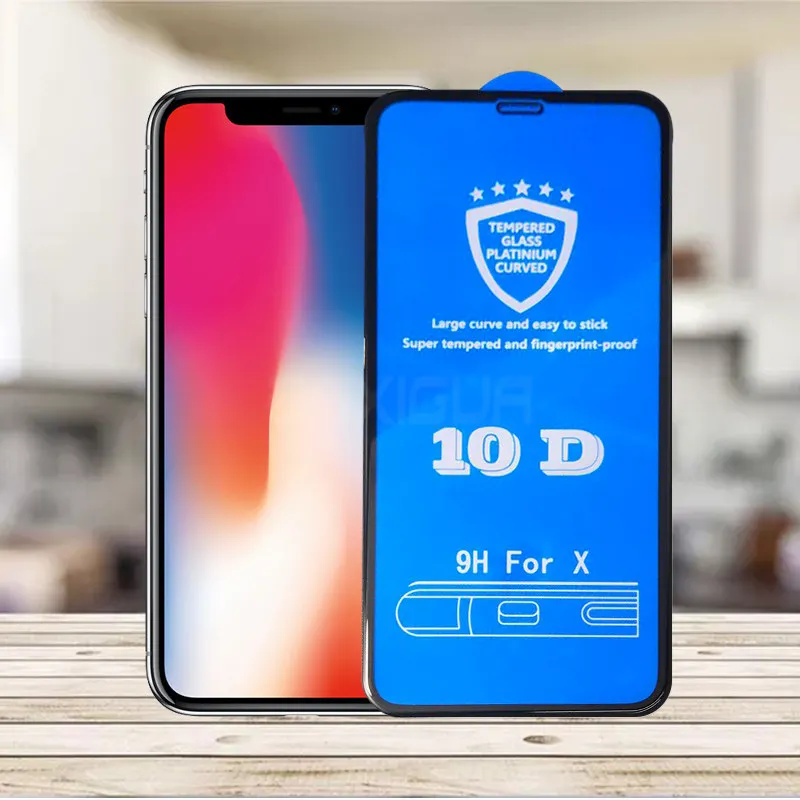 Защитное стекло закаленное 10D для iPhone X/7/8/6/6s/6/6s/7/8 Plus/XR/XS Max|Защитные стёкла и плёнки