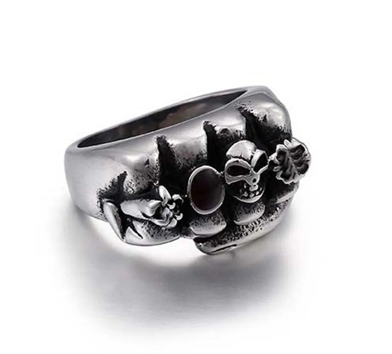 Винтажные мужские кольца в стиле ретро байкера готические красные стразы череп