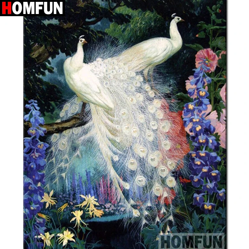 HOMFUN DIY 5D Diamond Painting &quotAnimal peacock&quot Full Embroidery Sale Picture Of Rhinestones For Festival Gifts A16310 |