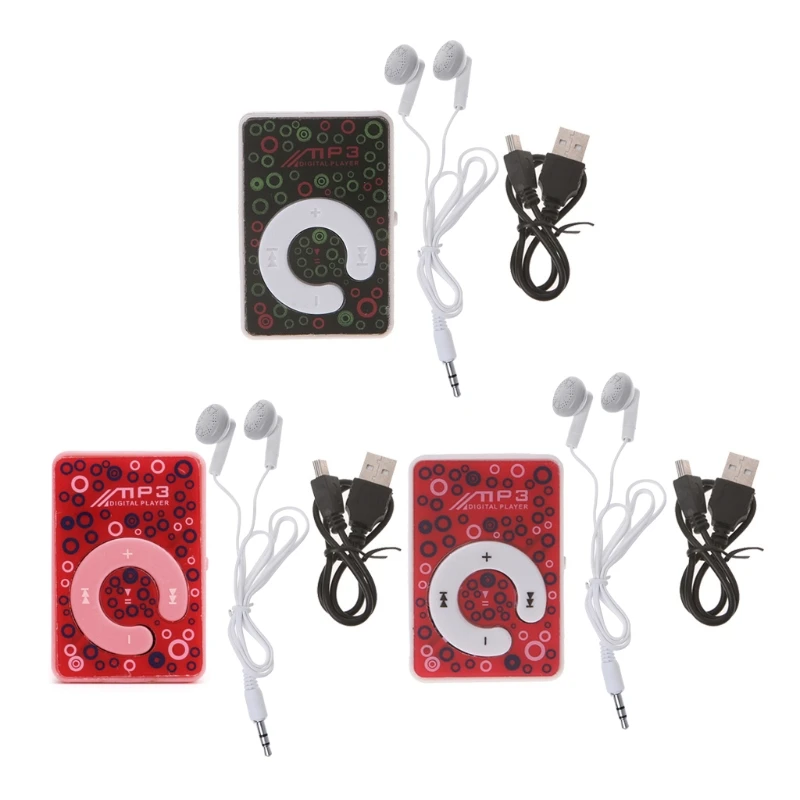 Новый мини клип точка круг шаблон Музыка MP3 плеер Поддержка TF карта + USB кабель