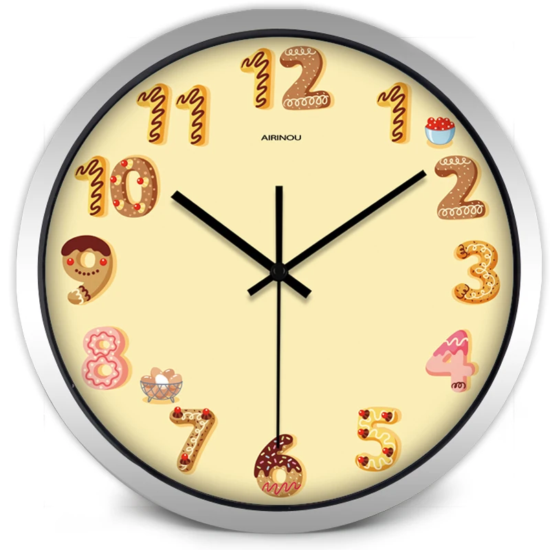 Airinou хлебобулочные Мультяшные забавные настенные часы для кофейни торта печенья