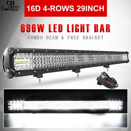 16D 29inch with Wire CO LIGHT 16D Lens 4-Rows 264W 336W 480W 696W 1128W Led Light 4x4 Offroad Bar Combo Led Bar for Offroad 4WD Truck Trailer 12V 24V - Цвет: 16D 29inch with Wire