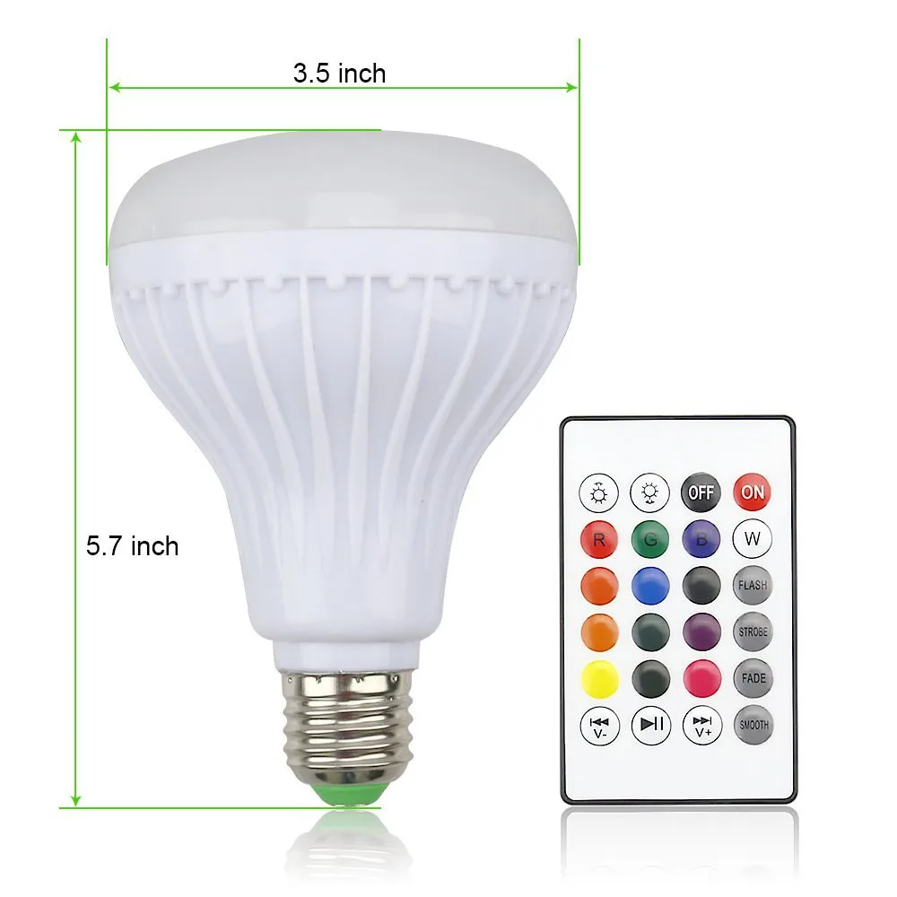 Smart E27 RGB Bluetooth Speaker LED Bulb Light 12W Music Playing Dimmable Wireless Led Lamp with 24 Keys Remote Control#10