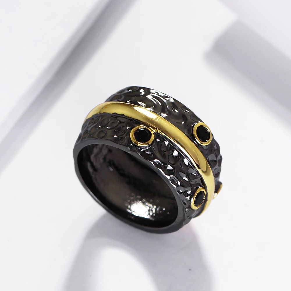Женское кольцо на палец Винтажное с черным кольцом | Украшения и аксессуары