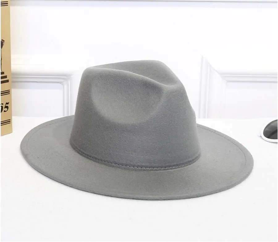 Шерстяная шляпа с широкими полями Fedora из чистого войлока купольным ведром для