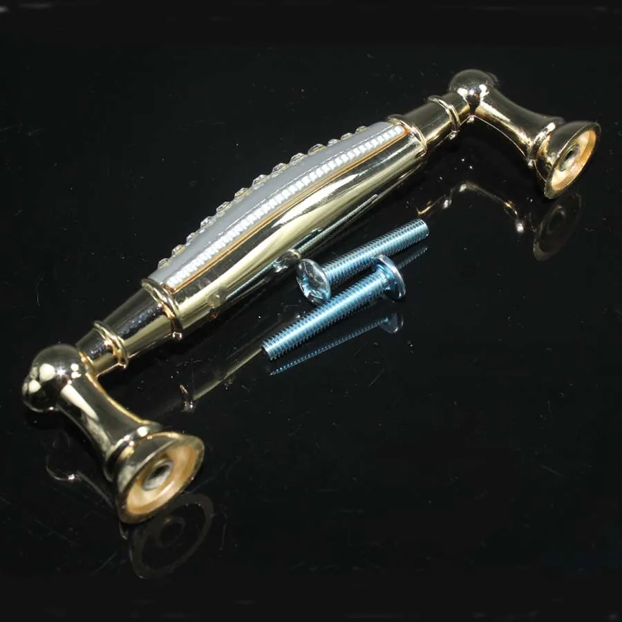 Роскошные ручки для мебели 5 дюймов из 24-каратного золота стеклянного шкафа с