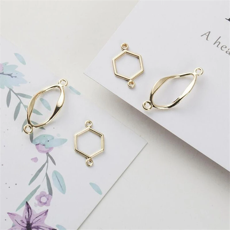 

10pcs/lot New Creative Geometric Charms Connectors For DIY Fashion Earrings Double Hole Hangings accessories jewelry making