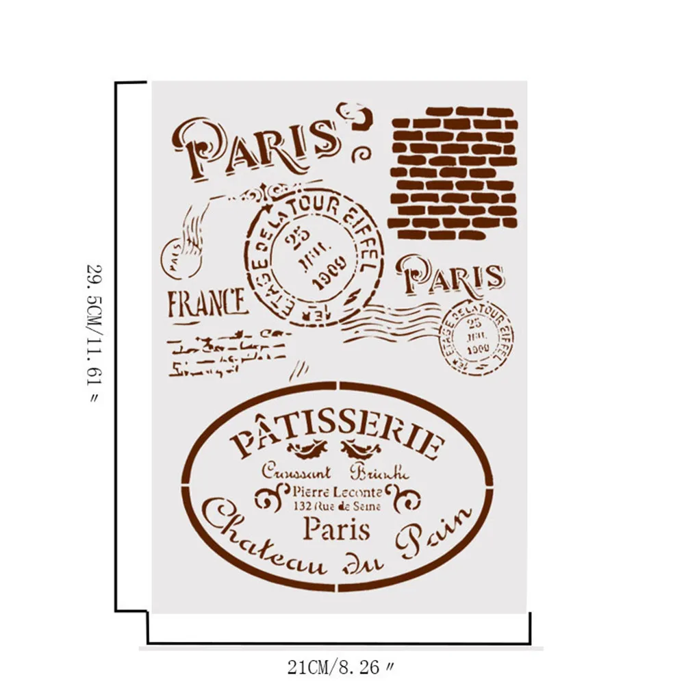 

DIY Craft Layering Stencils For Walls Painting Scrapbooking Stamping Stamp Album Decorative Embossing Paper Card Retro Paris
