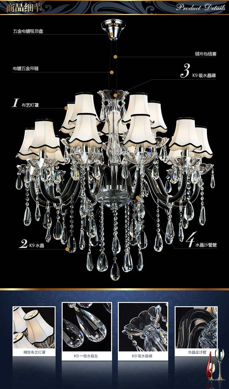 Роскошная Новая черная хрустальная люстра модная большая для гостиной ресторана