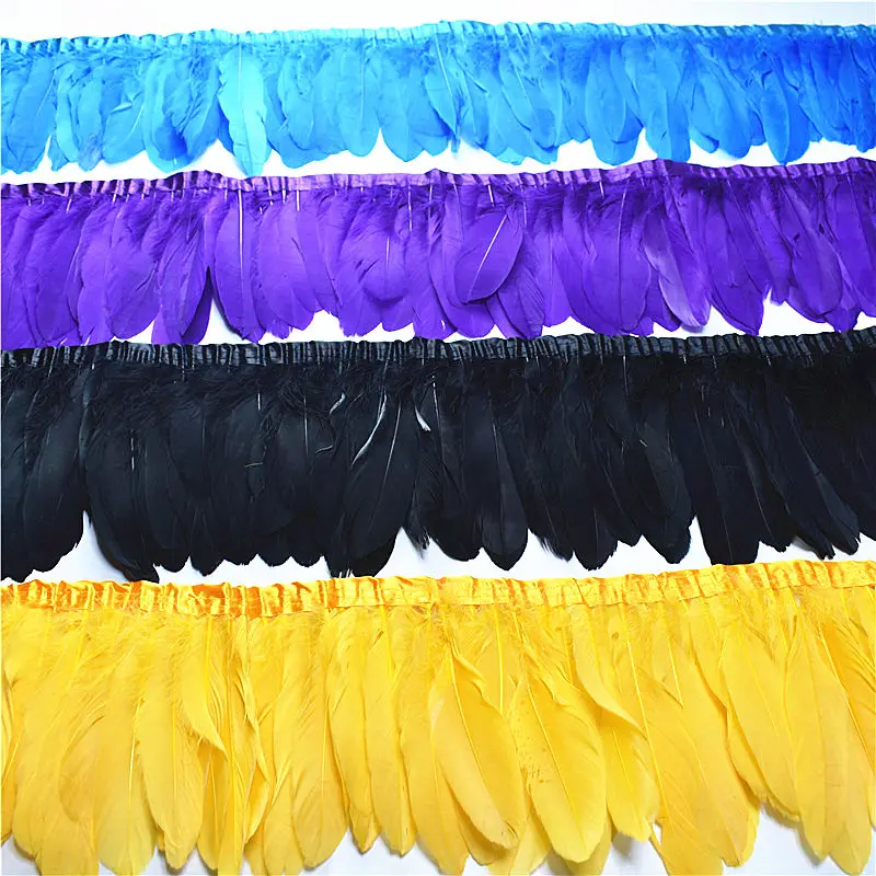 Top High quality Natural dyeing Real Goose Feather Trims 2 Meter/lot DIY for Dress Skirt Cloth Belt decorative Clothing Plumes |