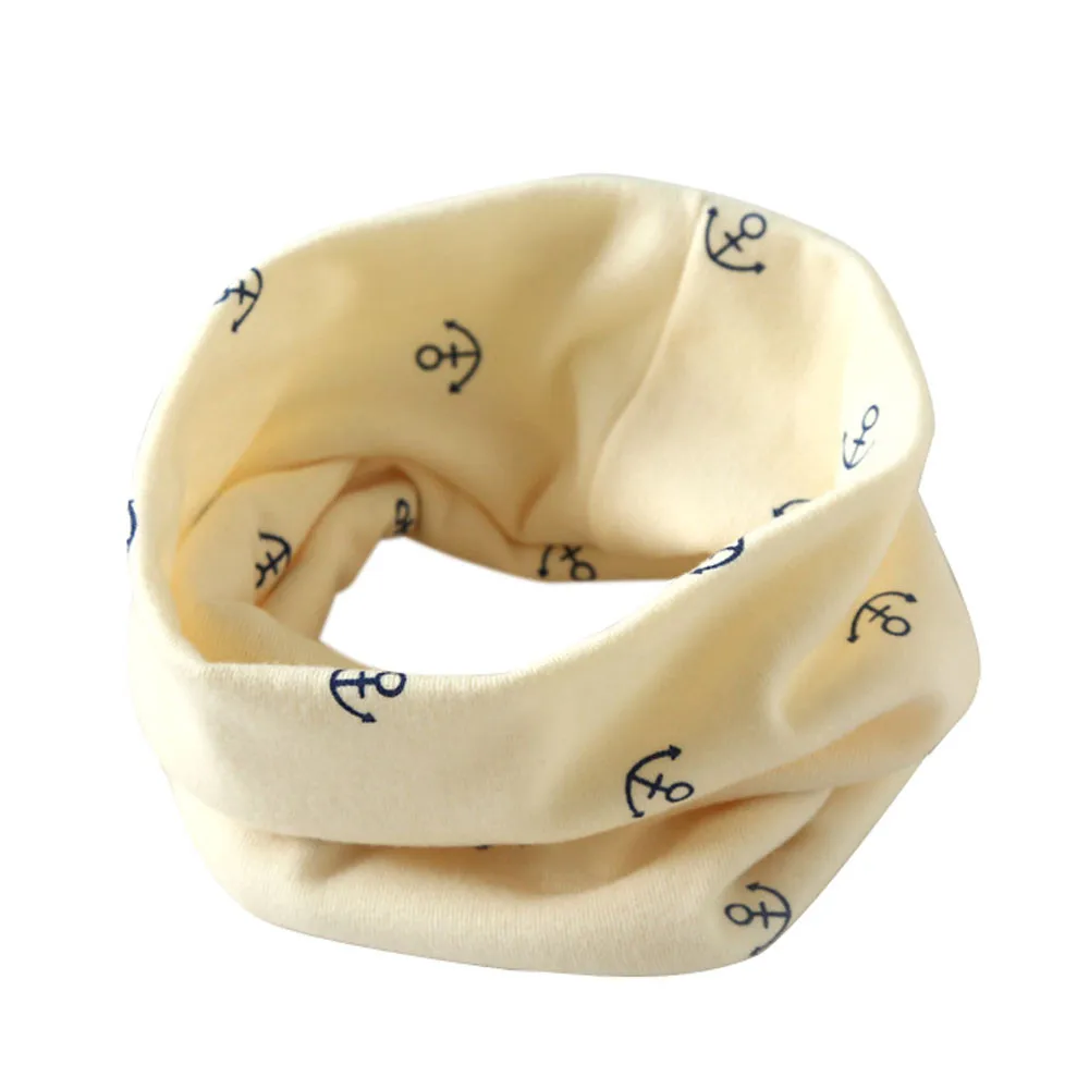 Бежевый Осенне-зимний хлопковый шейный шарф для мальчиков и девочек, милый детский теплый шарф с рисунком, Детские воротники, Детские шарфы с круглым вырезом, Прямая поставка - Цвет: Бежевый
