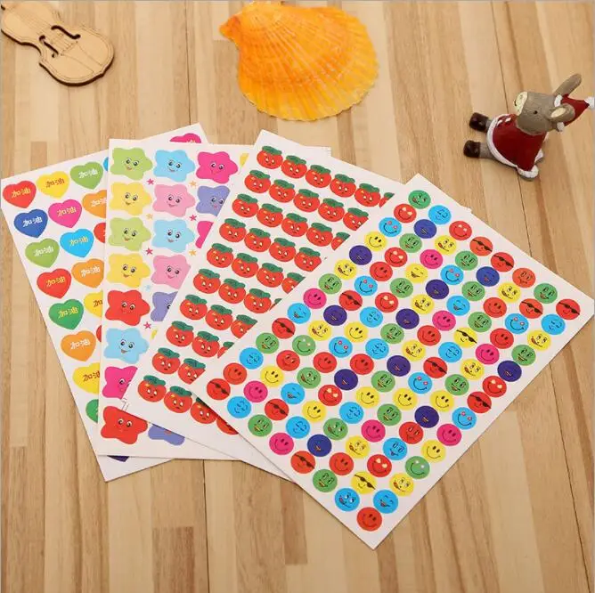 10 листов/партия Дети звезды смайлик лицо наклейки награды идеально подходит для