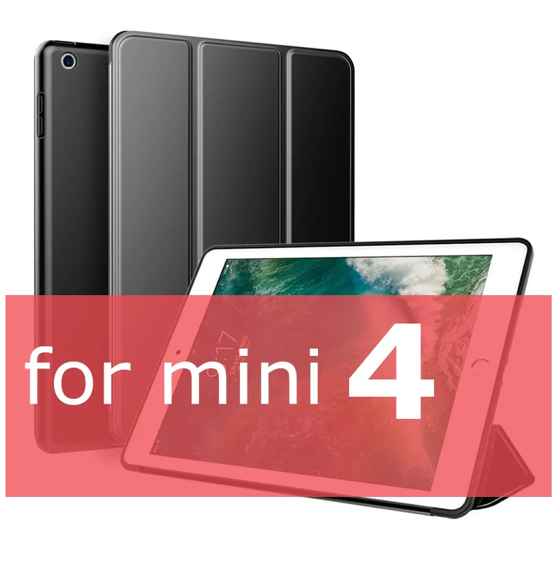 mini 4 black SUREHIN хороший pu кожаный чехол для apple iPad mini 5 4 3 2 1 чехол умный мягкий тонкий защитный Магнитный чехол для iPad mini 5 Чехол - Цвет: mini 4 black
