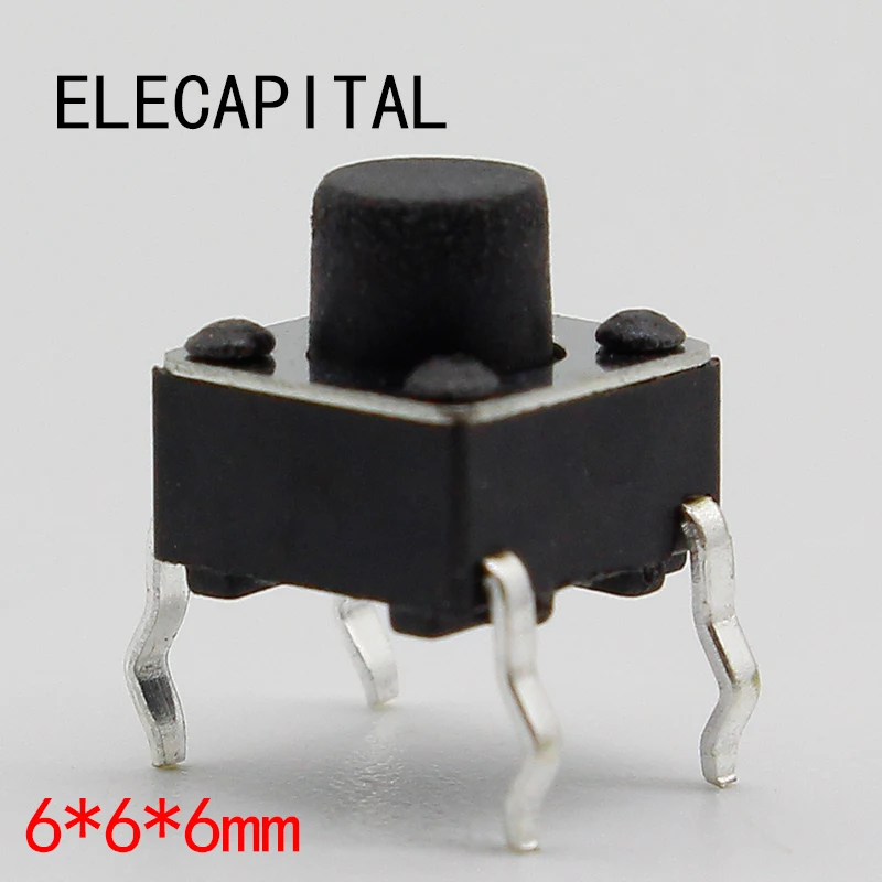 

50 шт./лот 6x6x6 мм 4PIN G91 Тактильные Такт кнопочный микро переключатель прямой самосброс DIP Top Медь