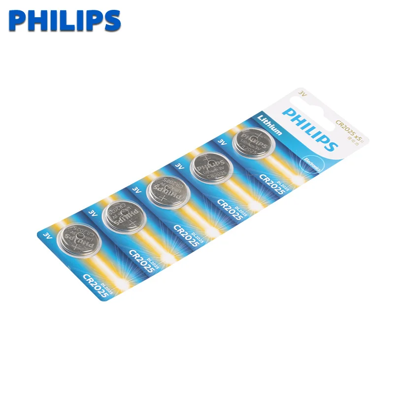 Philips 5 шт. CR2025 литиевая батарея таблеточного типа для Батарея DL2025 BR2025 KCR2025 сотовый батарейки-таблетки 3V CR 2025 для мобильного часо-Электронная игрушка пульт дистанционного управления