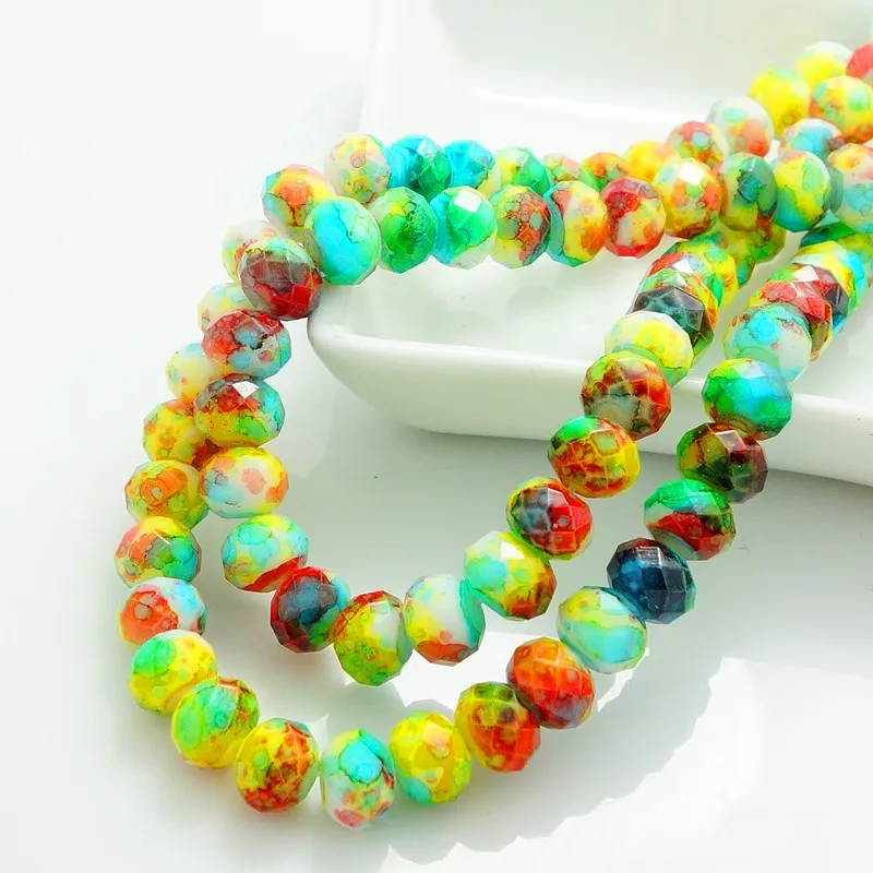 

Wholesale Colors 80pcs Rondelle Faceted Crystal Glass Loose Spacer Beads DIY 8mm