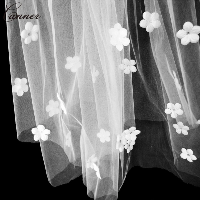 75 см цветы Фата для невесты белая вуаль Длинная свадебная с расческой Аксессуары