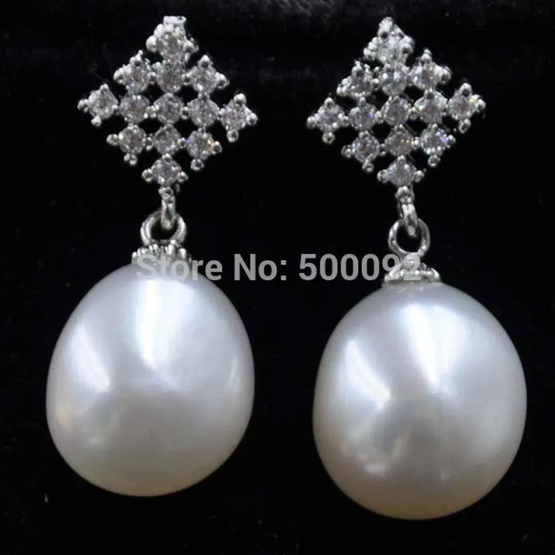 

genuine similar Baroque 11-12mm freshwater pearl earring dangle butterly stud