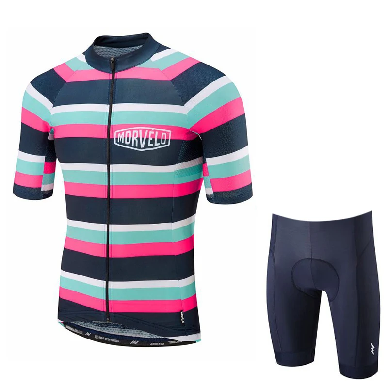 Pic color Morvelo одежда для велоспорта Мужской комплект костюм летняя велосипедная Одежда дышащая анти-УФ велосипедная одежда короткий рукав Велоспорт Джерси Наборы - Цвет: Pic color