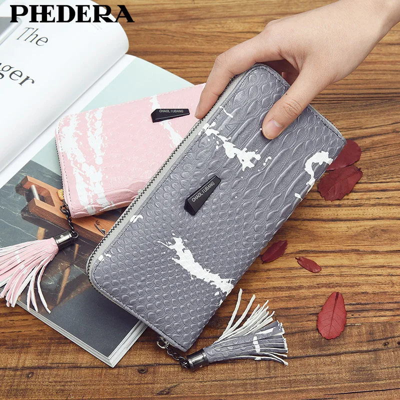 Акция роскошный длинный женский кошелек с рисунком аллигатора модные кожаные