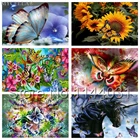 5D животные полная Алмазная картина цветок с бабочкой Алмазная мозаика картина Стразы Рождественская Алмазная вышивка Настенная живопись