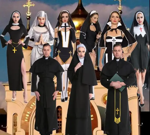 Горячая 2019 взрослых греческие драма священник костюмы папа монахиня Косплэй Для