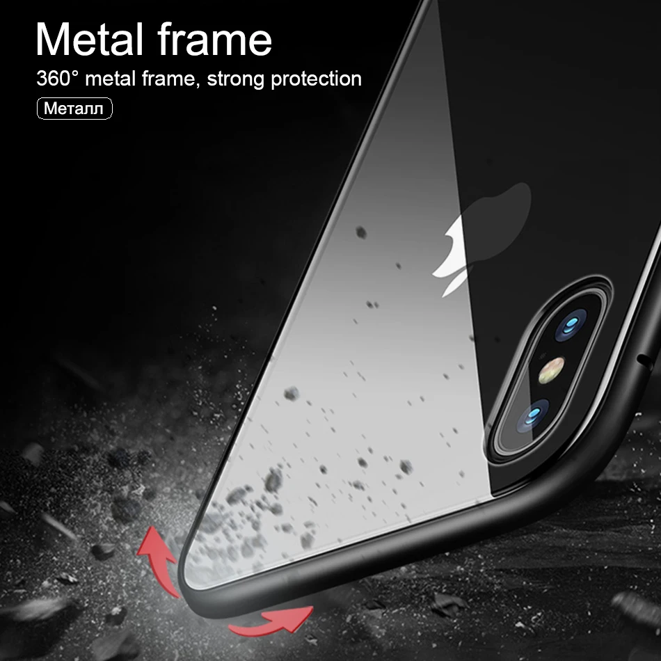 Роскошный 360 магнитный адсорбционный чехол для iPhone XR XS Max X закаленное стекло с магнитом чехол для iPhone 7 8 Plus 6 6s 6Plus чехол s