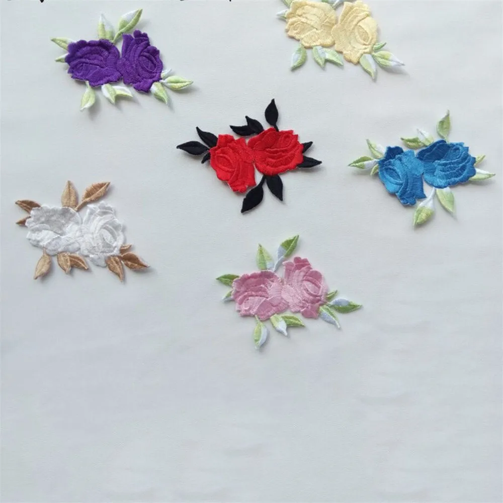 Милая красочная Роза аппликация нашивка цветы вышитые Шить Утюг на одежде сумки