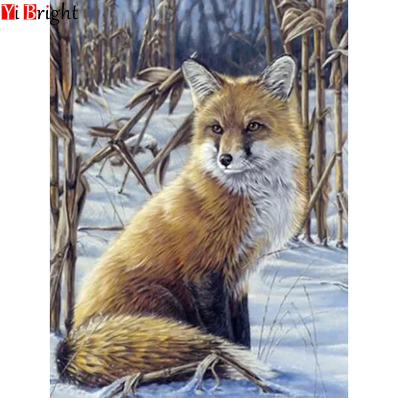 5D diy Алмазная вышивка мозаичный узор изображение лисы подарок круглая и