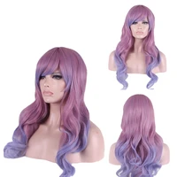 new harajuku lolita pink purple ombre hair synthetic long wavy cosplay wig costume party wigs for women high temperature fiber