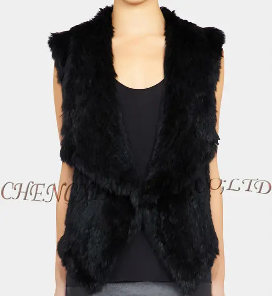 Женский трикотажный жилет из натурального кроличьего меха новый стиль|fur vest
