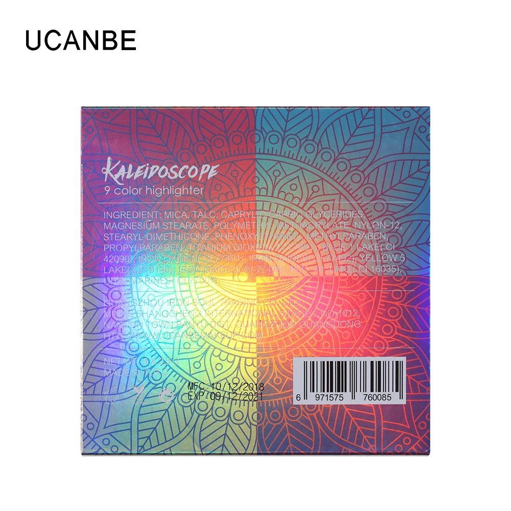 UCANBE, 9 цветов, Duo, хромированный хайлайтер, палитра, набор для свечения, блестящие тени для век, сияющий блеск, голографический хайлайтер, макияж, золотой, синий
