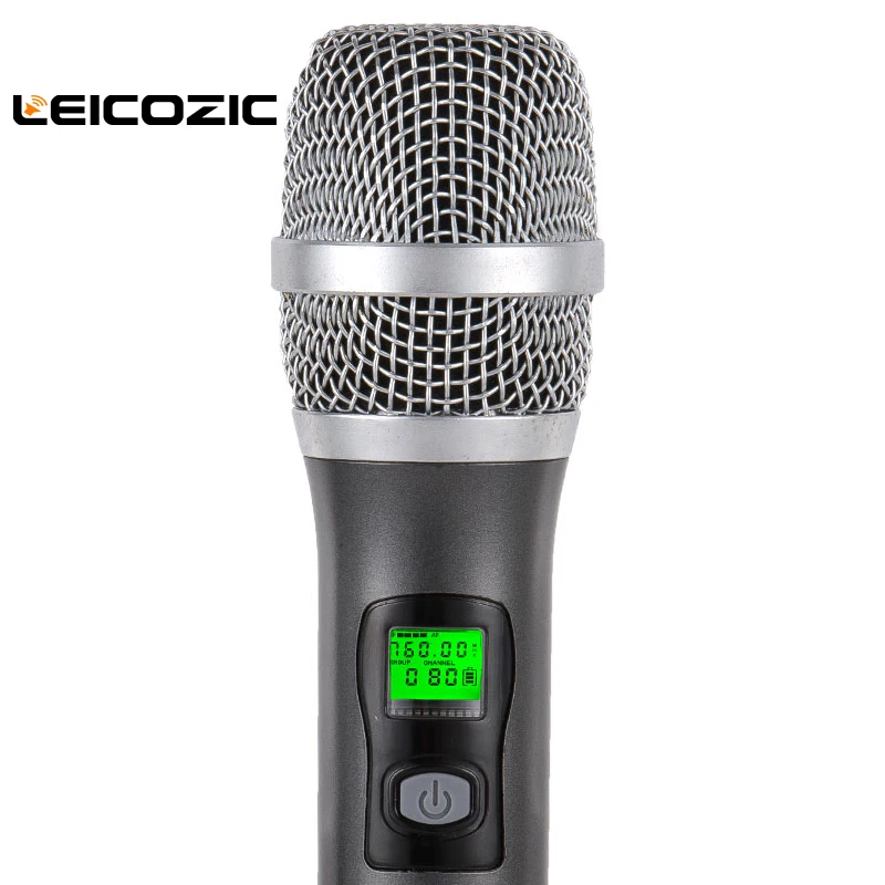 Leicozic Hanheld микрофон Профессиональный 512-537 MHz/633-784 MHz UHF Двухканальный беспроводной