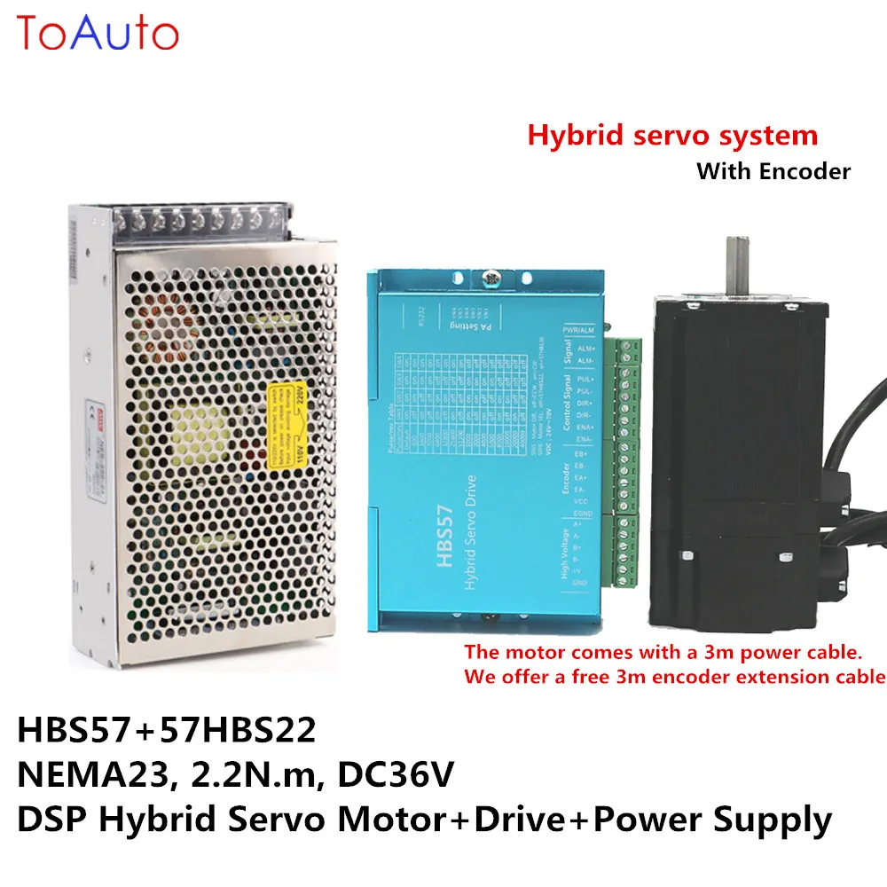 NEMA23 2.2нм гибридные комплекты сервоприводов HBS57 + 57HBS22 DC36V DSP замкнутый цикл шаговый